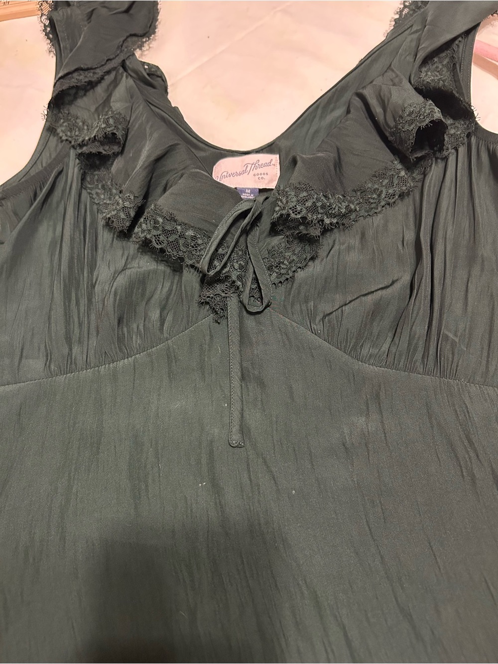Universal Thread Forest Green Lace-Trim Slip Top